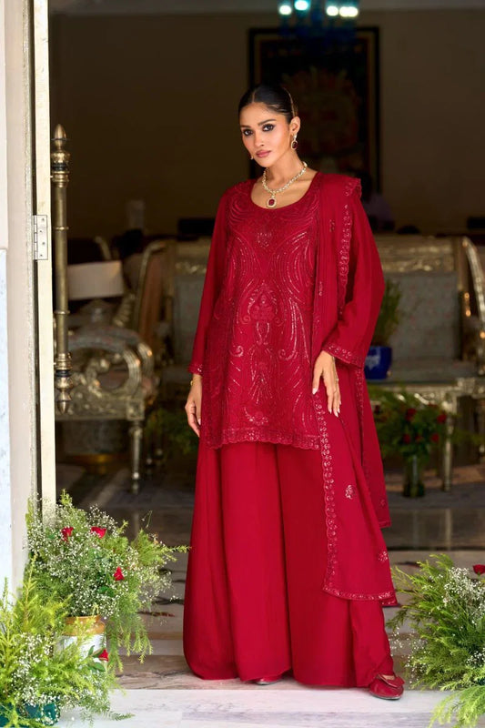 Gulaab Red Sharara Suit