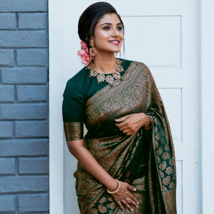 Matrut | Kishmish Green Silk Saree