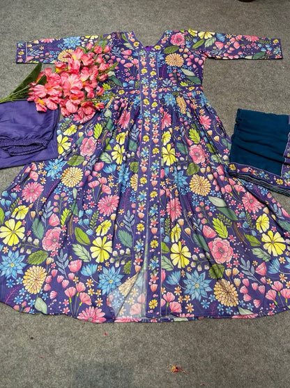 Matrut  | Krupa Purple Floral Anarkali Suit