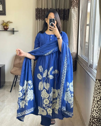 Matrut  | Floral Joy Royal Blue Anarkali Suit