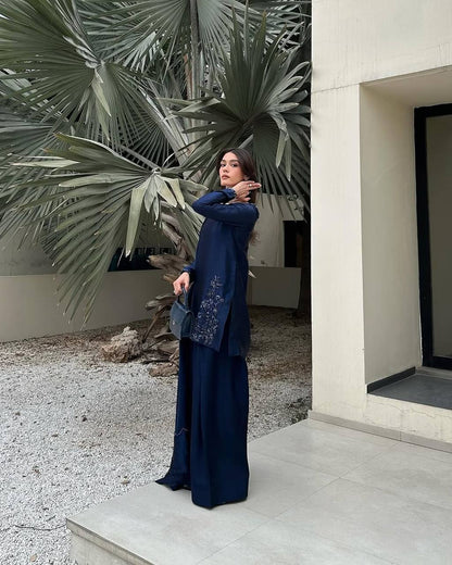 Matrut | Fiesta Navy Blue Sharara Suit