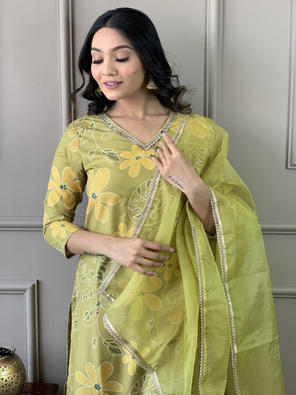 Matrut  | Floral Joy Green Straight Suit