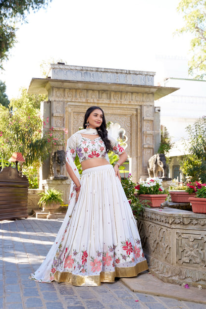 Matrut | Pranathi Floral White Lehenga