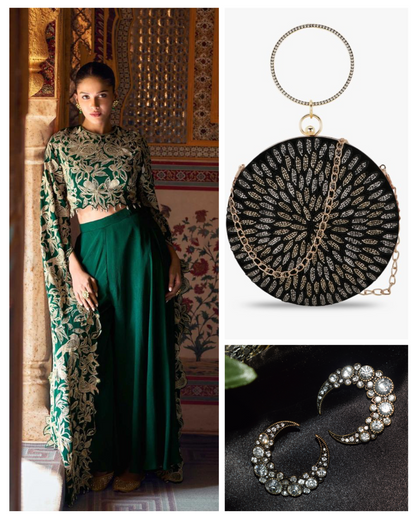 On rent - Matrut | Jewel of the East Dark Green Palazzo Set