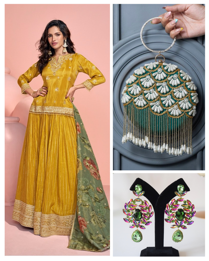 On rent - Matrut | Haldi Harmony Yellow Lehenga Set
