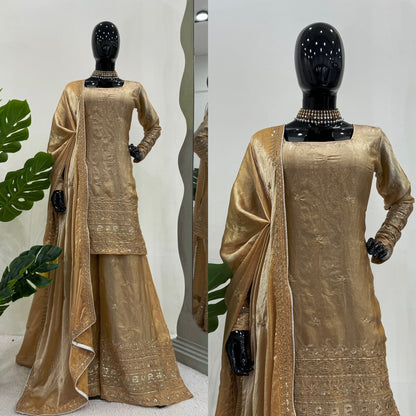 Matrut  | Adaara Soft Gold Sharara Suit