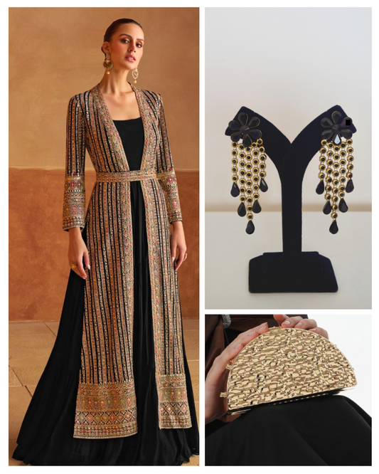 On rent - FULL SET | Radiant Vibe Black Gown