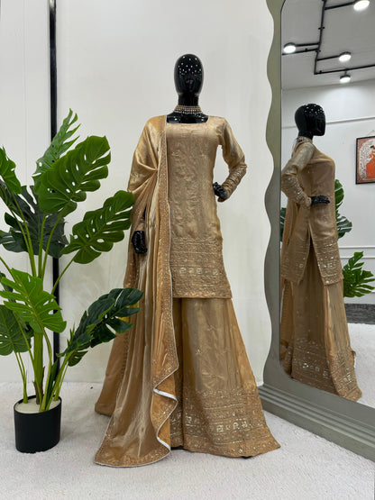 Matrut  | Adaara Soft Gold Sharara Suit
