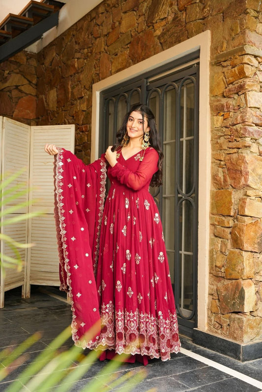 Matrut | Kumkum Cherry Red Gown