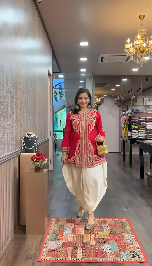 Matrut  | NSR Red Dhoti Suit