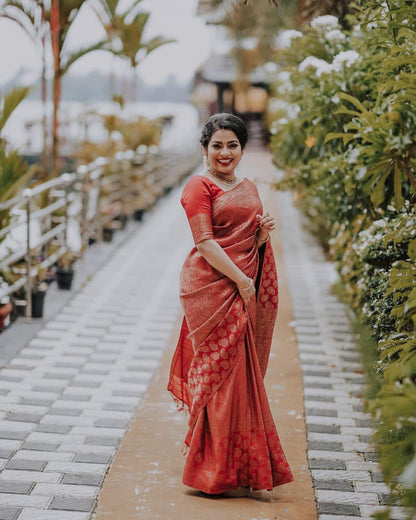 Matrut | Kishmish Red Silk Saree