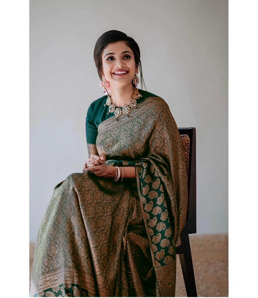 Matrut | Kishmish Green Silk Saree