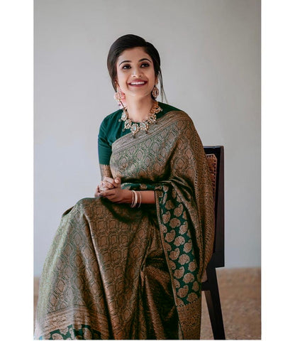 Matrut | Kishmish Green Silk Saree