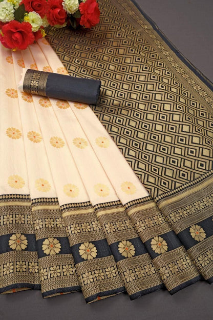Matrut | Vogue Wrap Silk Cream Saree