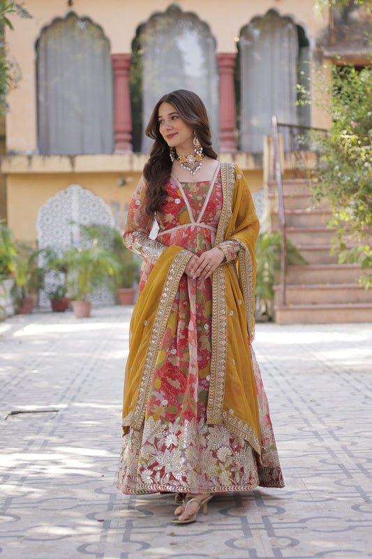 Matrut | Foil Finesse Red-Mustard Gown