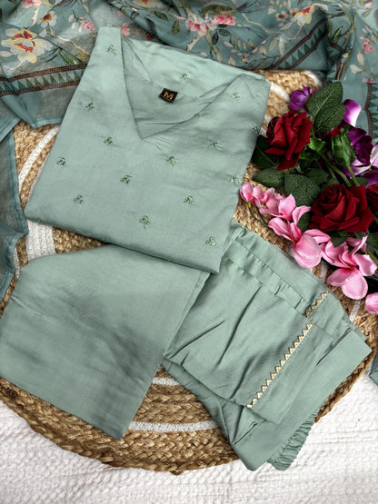 Matrut | Sumukhi Sea Green Straight Suit