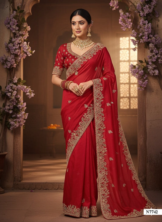 Matrut | Karwa Chauth Edit Red Saree - 002