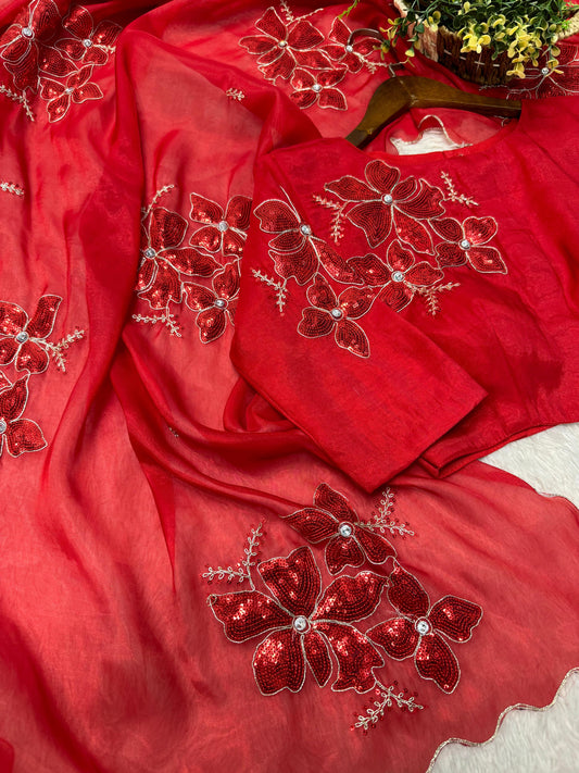 Matrut | Kia Red Sequin Saree