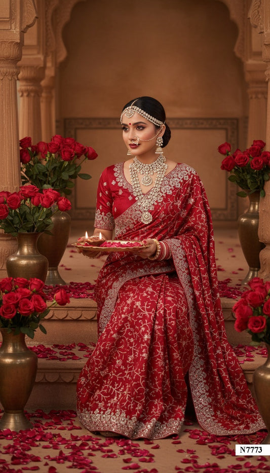 Matrut | Karwa Chauth Edit Red Saree - 004