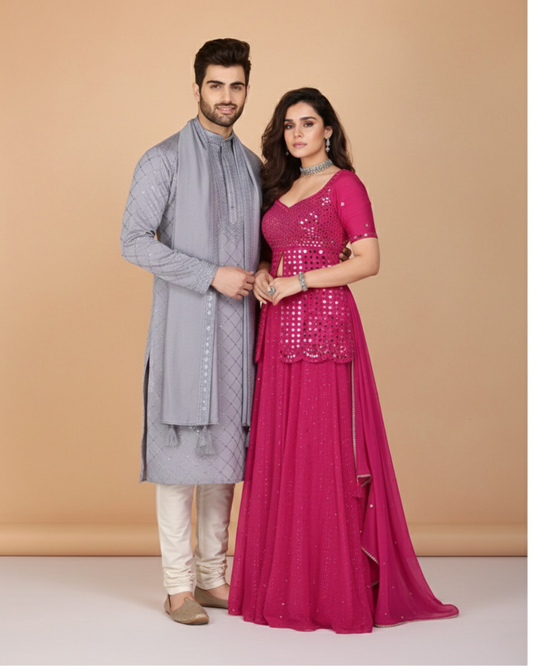 Matrut | [Elysian & Shivani] Grey-Pink - Couple wear