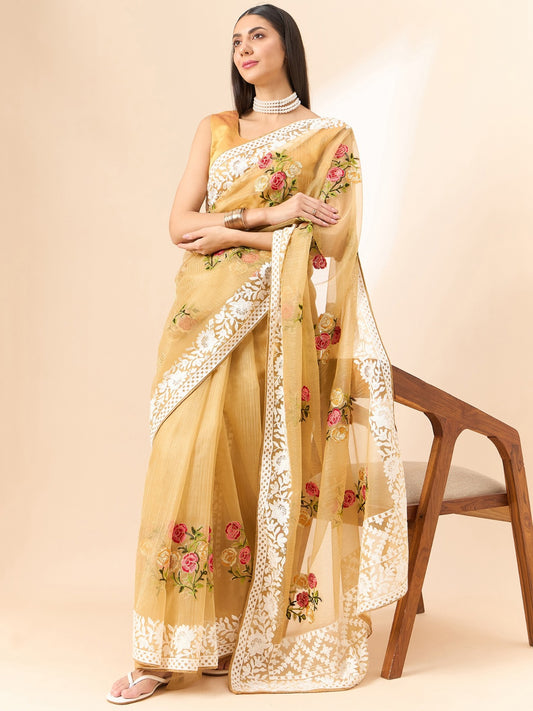 Matrut | Eira Floral Mustard Saree