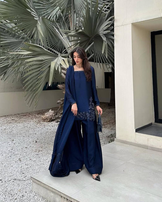 Matrut | Fiesta Navy Blue Sharara Suit