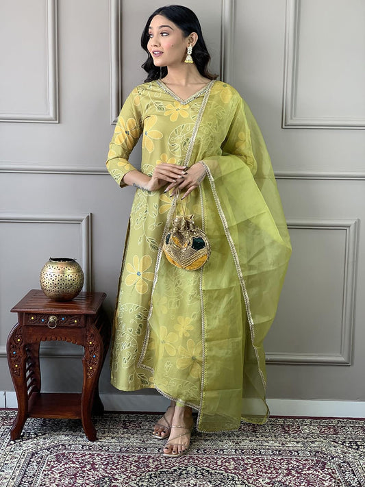Matrut  | Floral Joy Green Straight Suit