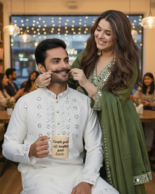Matrut | [Shubh & Rajya] White-Green - Couple wear