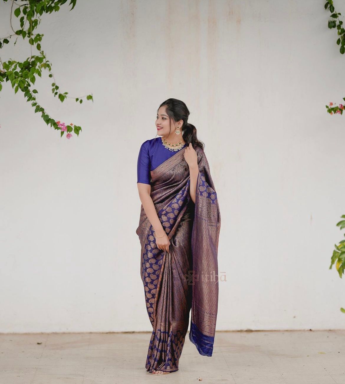 Matrut | Kishmish Indigo Silk Saree