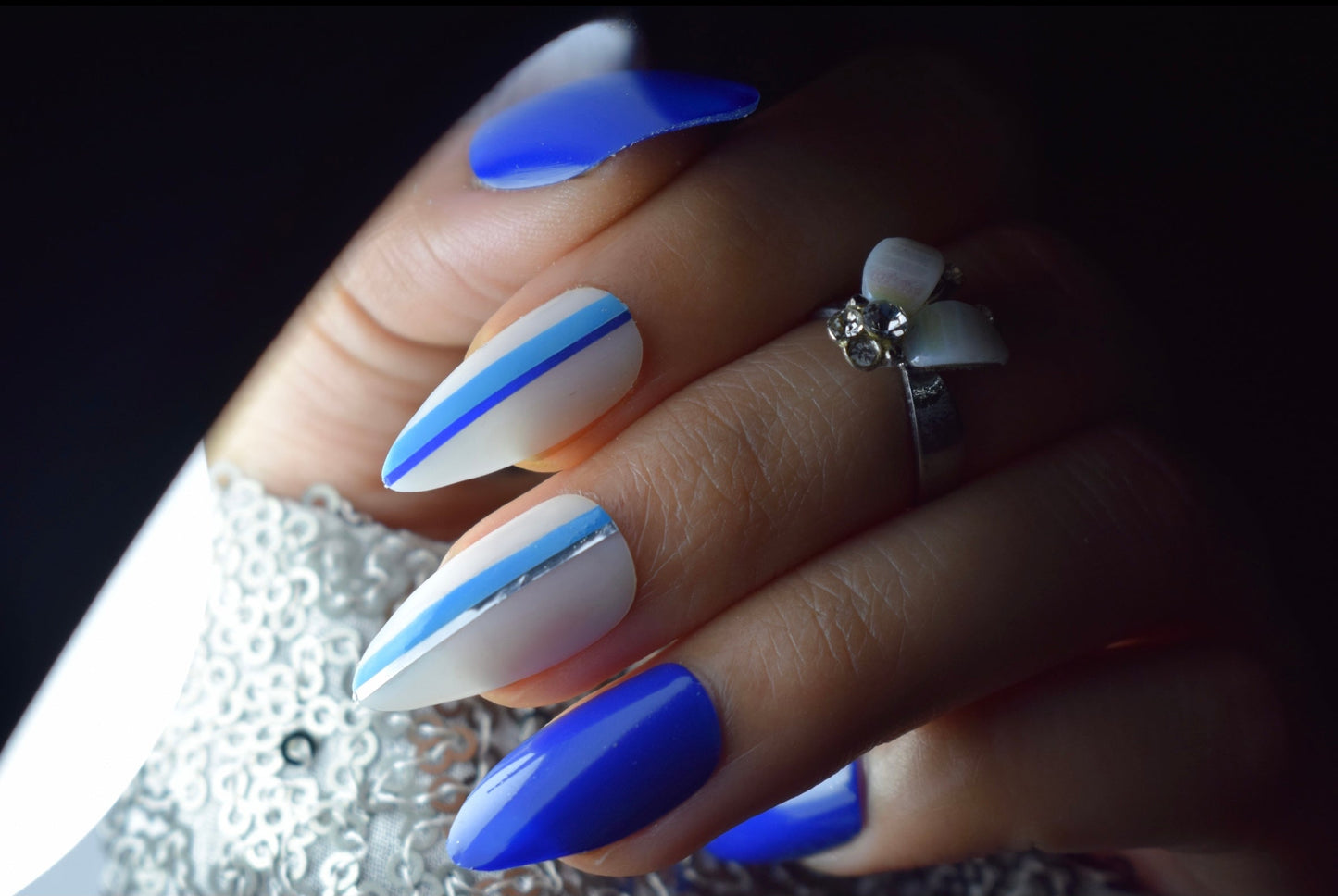 Blue Chevron Nails