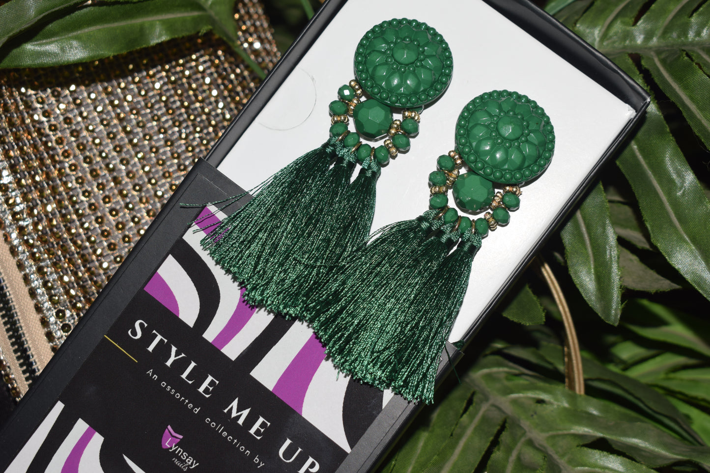 Boho Long Green Earrings