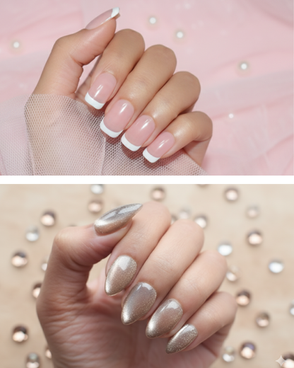Matrut | [SOFT BLUSH & CAT EYE] - Ready-To-Wear Nails Combo Set