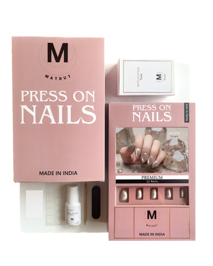 Matrut | [SOFT BLUSH & CAT EYE] - Ready-To-Wear Nails Combo Set