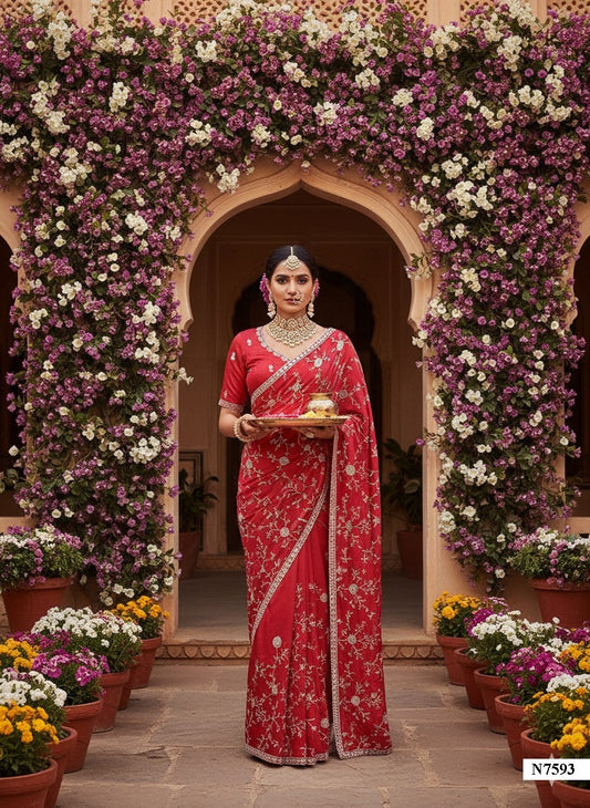 Matrut | Karwa Chauth Edit Red Saree - 011