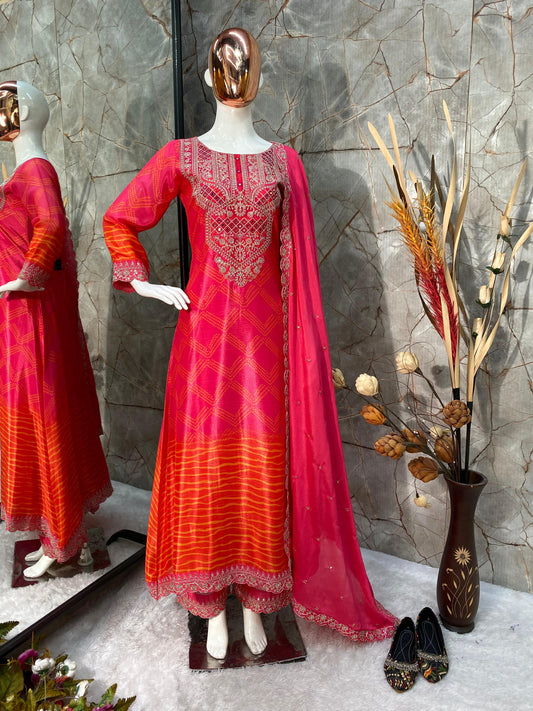 Matrut  | Krupa Pink Orange Straight Suit