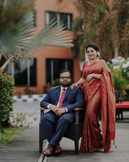 Matrut | Kishmish Red Silk Saree