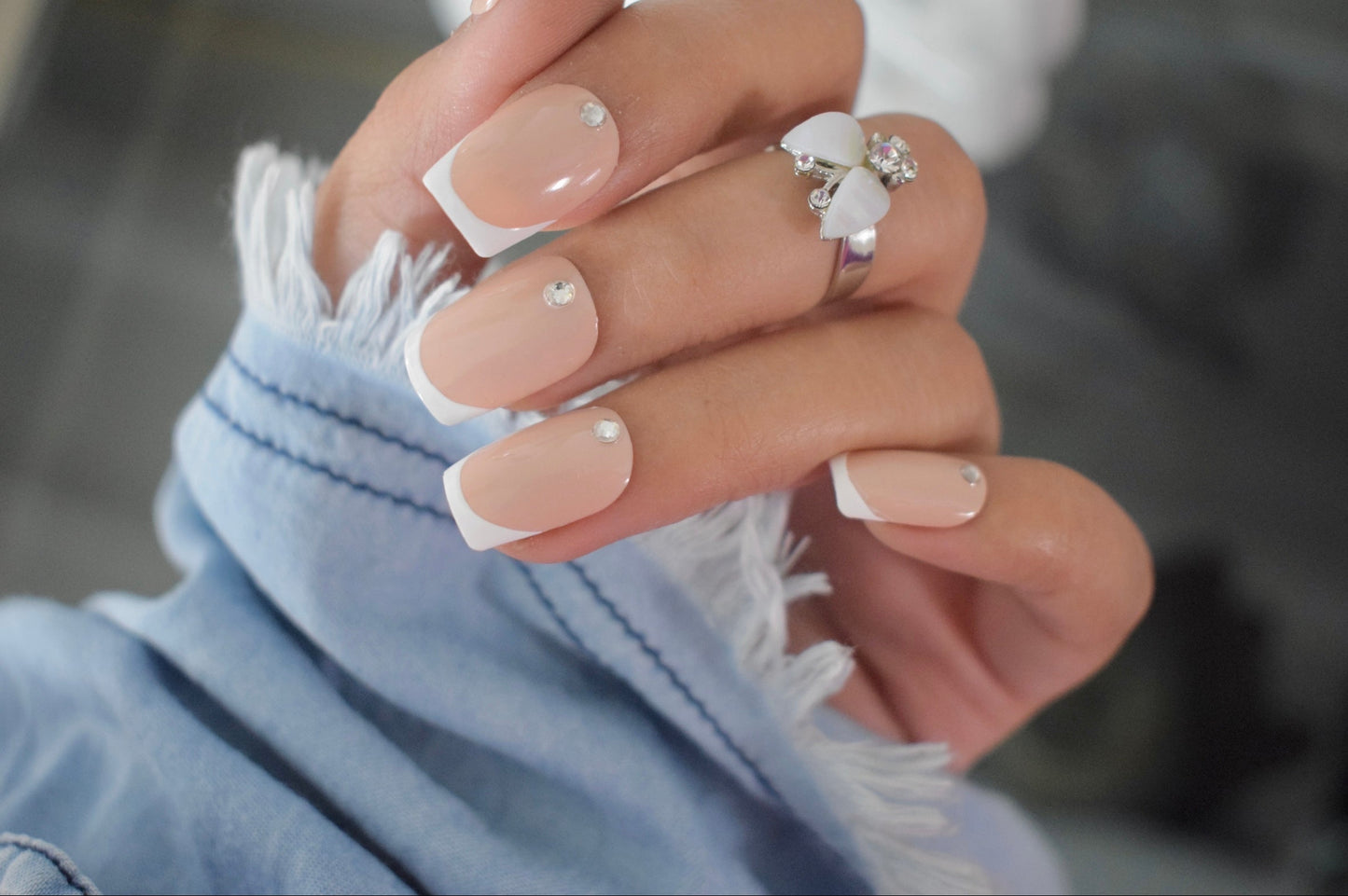 Studded French Nails