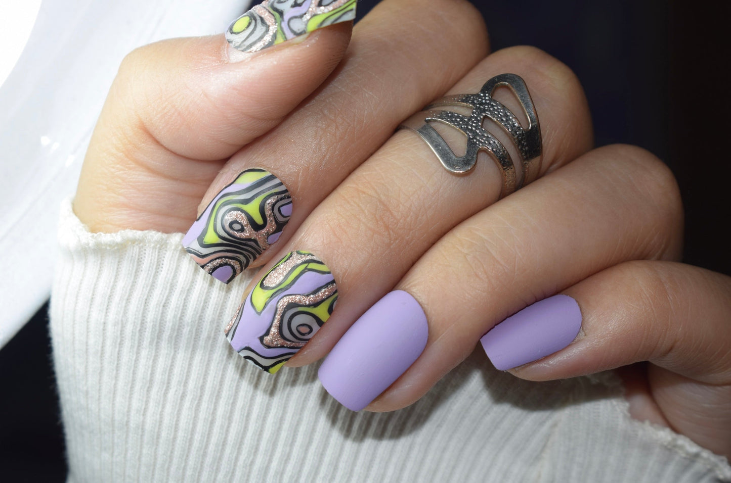 Purple Graffiti Nails