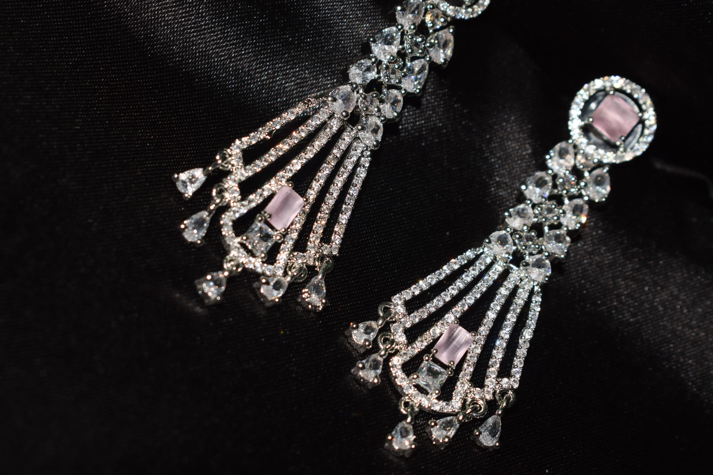 Light Pink American Diamond Earrings