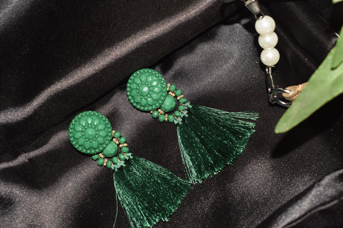 Boho Long Green Earrings