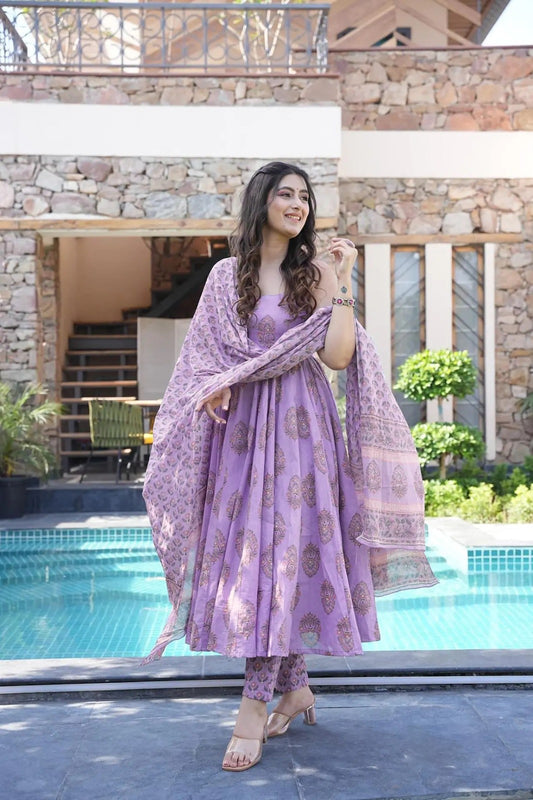 Matrut | Sthir Purple Anarkali Suit