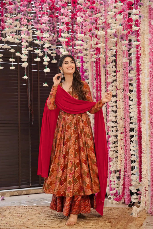 Matrut | Pehchan Red Anarkali Suit