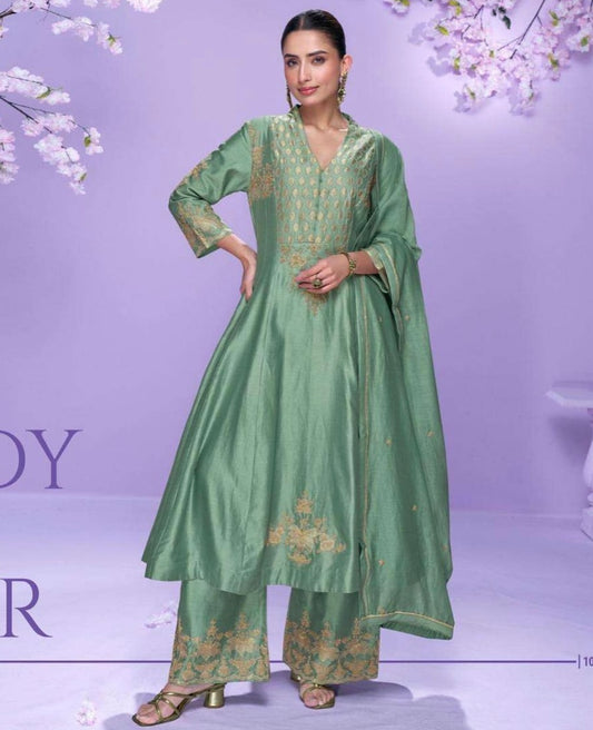 Matrut  | Mausam Sea Green A-line Suit