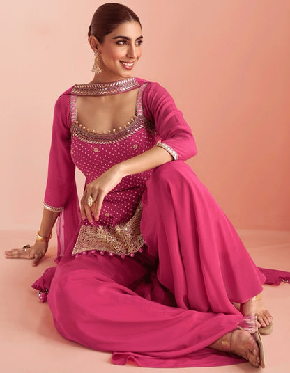 Matrut  | Barkha Rani Pink Palazzo Suit
