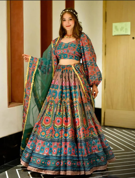 Matrut | Sacred Brown Multicolor Lehenga