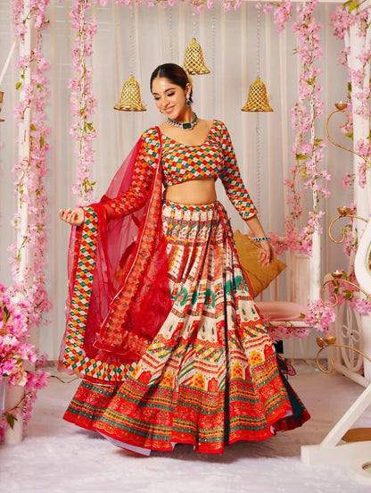 Matrut | Sacred Red Multicolor Lehenga