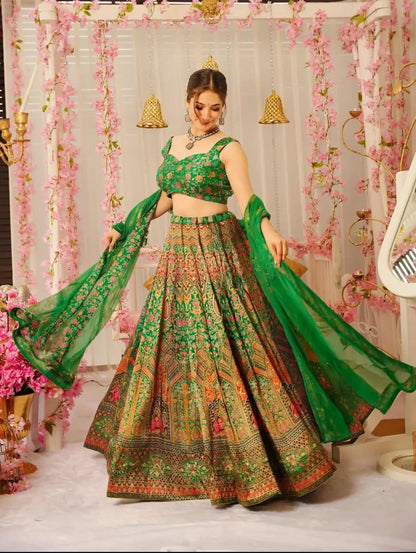 Matrut | Sacred Natural Green Lehenga