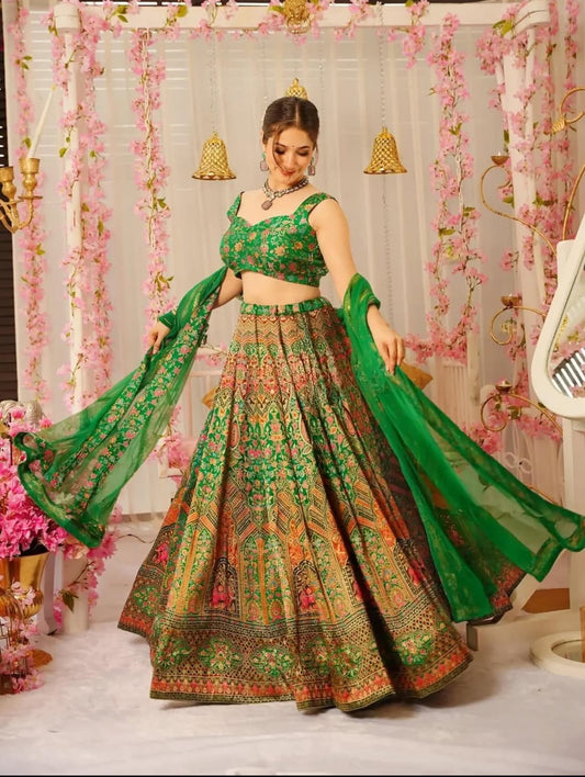 Matrut | Sacred Natural Green Lehenga