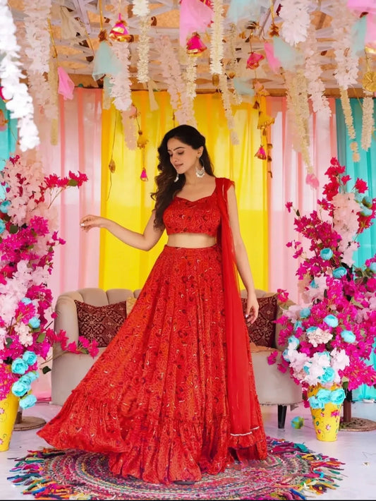 Matrut | Samundar Red Lehenga