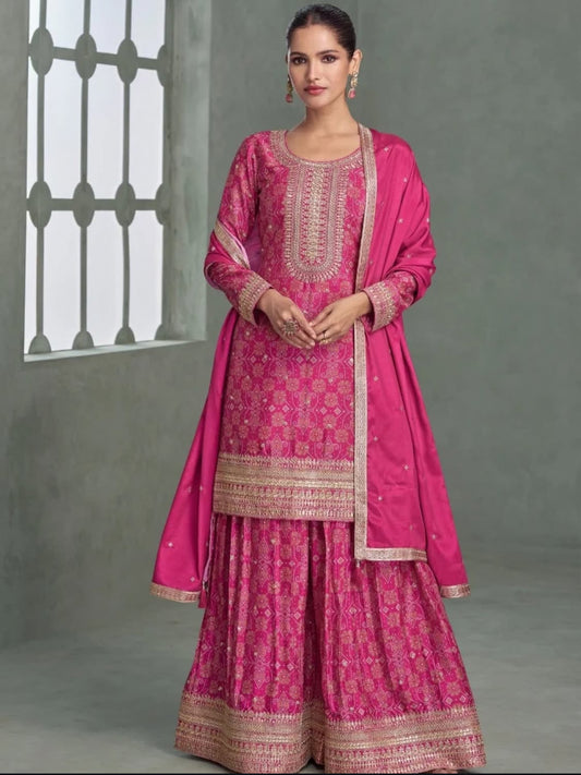 Matrut  | Mahira Rani Pink Palazzo Suit